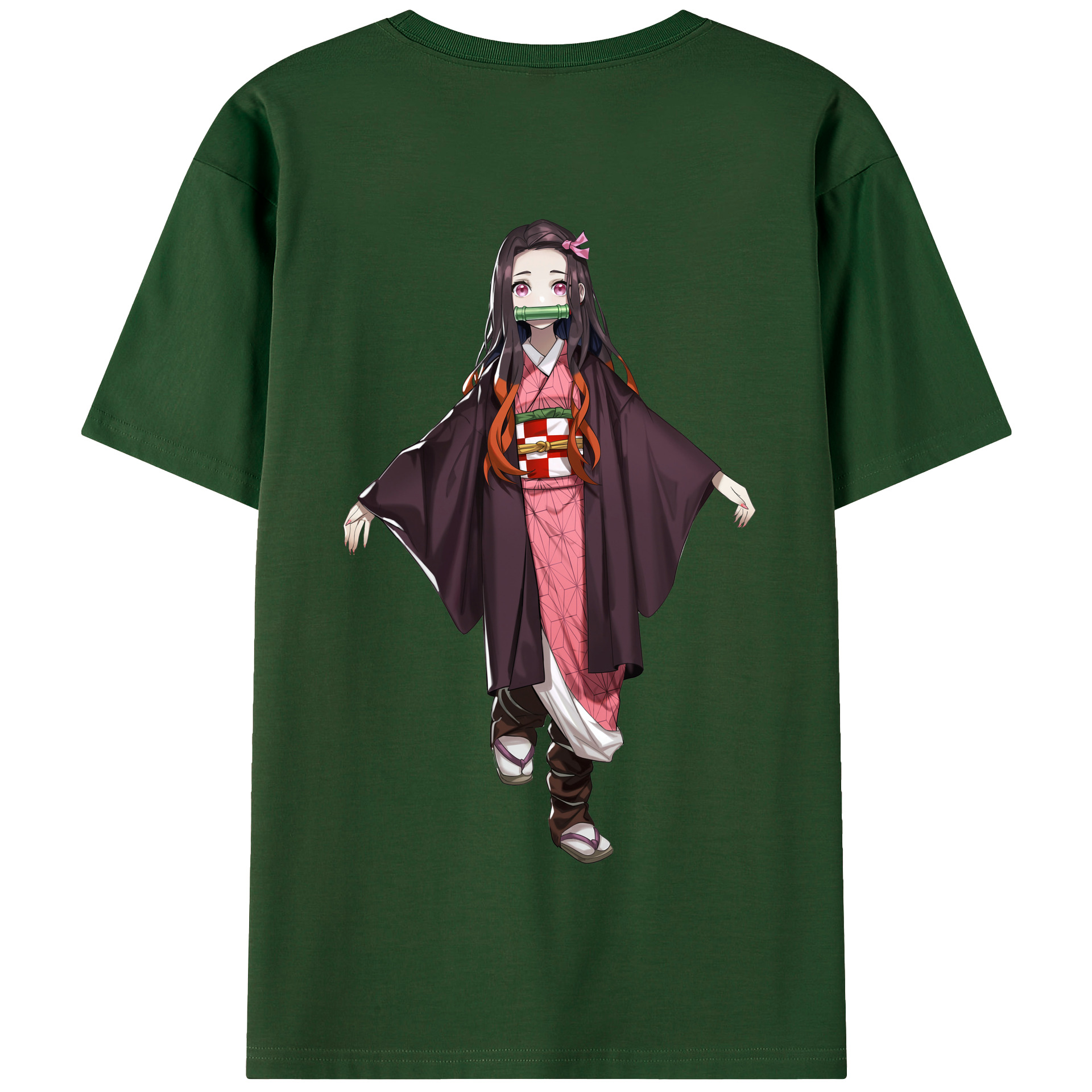 （画像用） 鬼滅の刃（きめつのやいば）竈門 禰󠄀豆子／かまど ねずこ Kamado Nezuko 綿100％半袖Tシャツ（背面プリント）